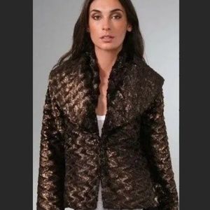Alice + Olivia Cozy Brown Faux Fur Coat Cover Up Jacket